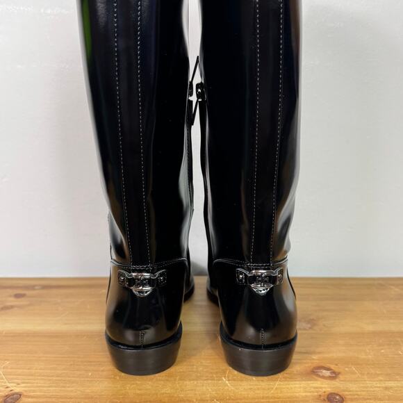 New Sam Edelman Cesar Riding Boot in Black Faux Leather Women's Size 8 - Picture 7 of 10